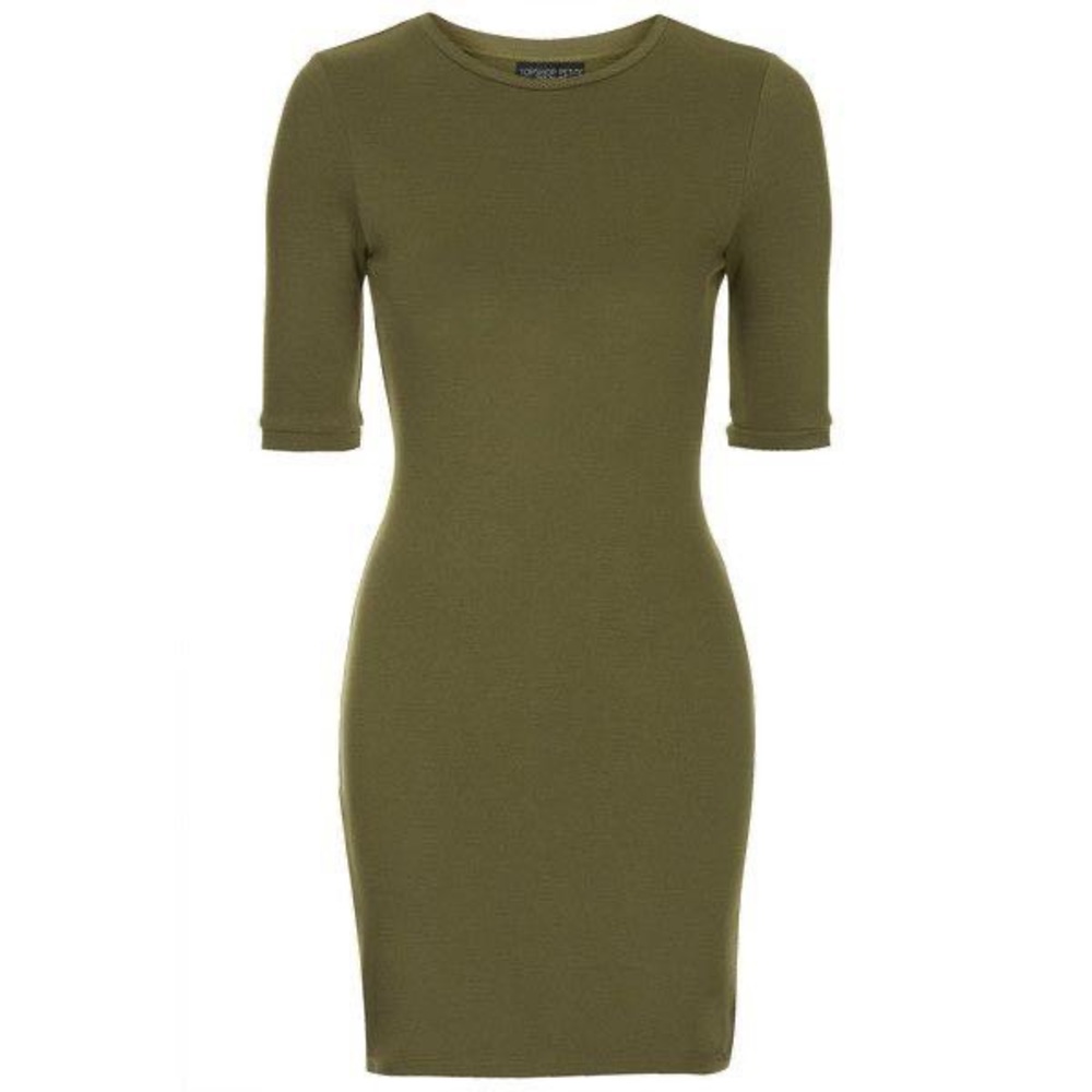 Olive green bodycon dress with short sleeves